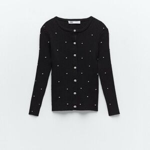 Zara Black Sweater with Pearl Details